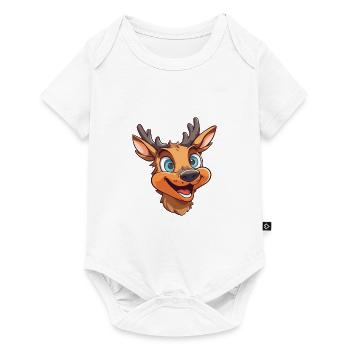 Deer Cartoon Kawaii Watercolor Illustration - Baby Premium short-sleeve bodysuit - white - Front