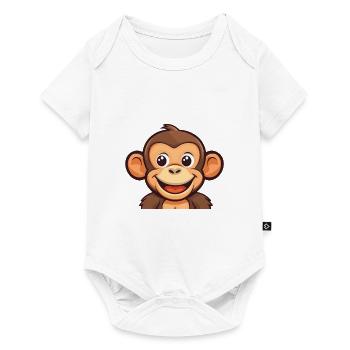 Monkey Cartoon Kawaii Watercolor Illustration - Baby Premium short-sleeve bodysuit - white - Front