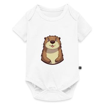 Badger Cartoon Kawaii Watercolor Illustration - Baby Premium short-sleeve bodysuit - white - Front