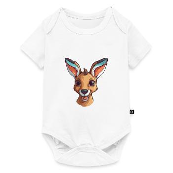 Kangourou Cartoon Kawaii Aquarelle Illustration - Body à manches courtes Premium Bébé - blanc - Devant