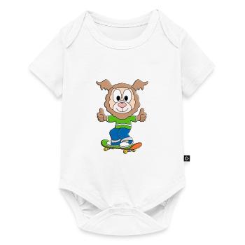 SKATER - SKATEBOARD - LAMA - ALPAKA - TIER - Baby Premium Kurzarmbody - Weiß - Vorne