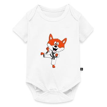 KARATE - JUDO - SPORT - KAMPFSPORT - FUCHS - TIER - Baby Premium Kurzarmbody - Weiß - Vorne