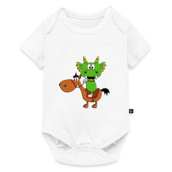 DRACHE - REITEN - PFERD - PFERDE - PONY - PONYS - Baby Premium Kurzarmbody - Weiß - Vorne