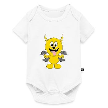 FITNESS - SPORT - MONSTER - HANTELN - SPORTLER - Baby Premium Kurzarmbody - Weiß - Vorne