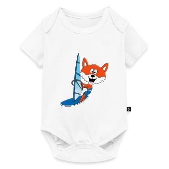 WINDSURFER - SURFER - WASSERSPORT - FUCHS - TIER - Baby Premium Kurzarmbody - Weiß - Vorne