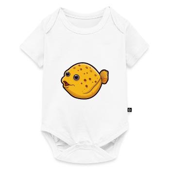 Flunderkarikatur Kawaii Aquarellillustration - Baby Premium Kurzarmbody - Weiß - Vorne
