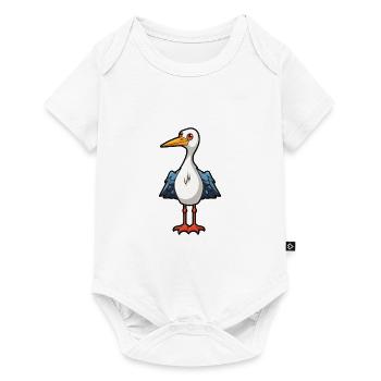 Crane Cartoon Kawaii Aquarelle Illustration - Body à manches courtes Premium Bébé - blanc - Devant