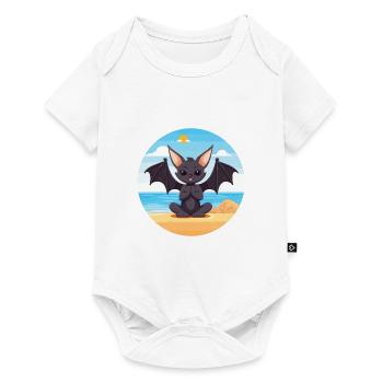 Chauve-souris Cartoon Yoga Beach Illustration d’été - Body à manches courtes Premium Bébé - blanc - Devant