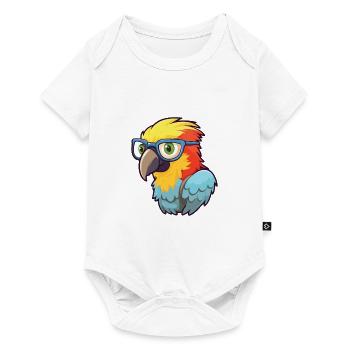 Parrot Wearing Glasses Cartoon Kawaii Illustration - Baby Premium short-sleeve bodysuit - white - Front