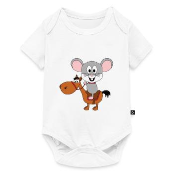 MAUS - PFERD - PONY - REITEN - TIERE - TIER - Baby Premium Kurzarmbody - Weiß - Vorne