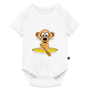 KAJAK - KANU - WASSERSPORT - SPORT - ERDMÄNNCHEN - Baby Premium Kurzarmbody - Weiß - Vorne