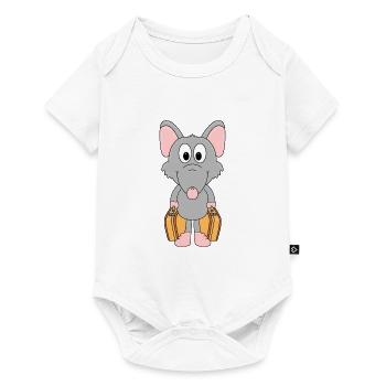 RATTE - KOFFER - TIER - TIERISCH - Baby Premium Kurzarmbody - Weiß - Vorne