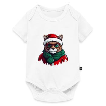 Cool Christmas cat with sunglasses - Baby Premium short-sleeve bodysuit - white - Front