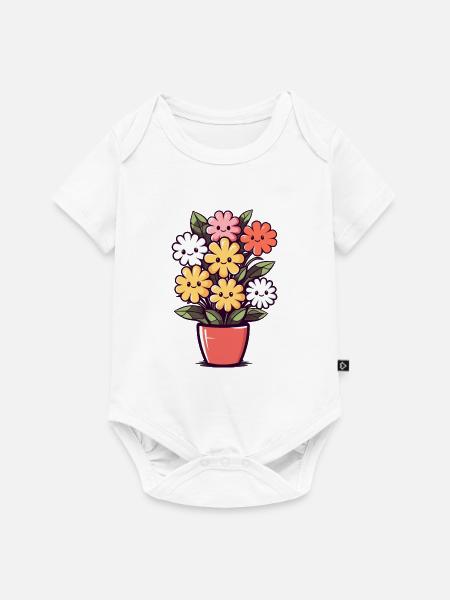 Lachende Blumen im Blumentopf - Baby Premium Kurzarmbody - Weiß