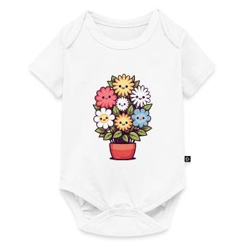 Laughing flowers in flower pot - Baby Premium short-sleeve bodysuit - white - Front