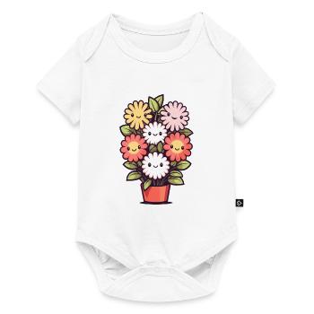 Laughing flowers in flower pot - Baby Premium short-sleeve bodysuit - white - Front