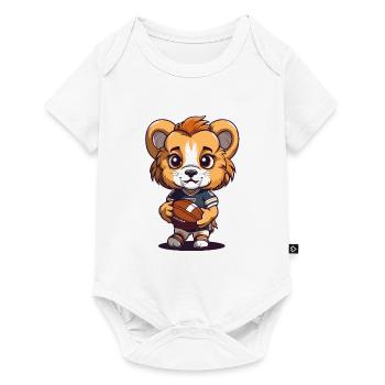 Mignon lion mascotte d’animal de football américain - Body à manches courtes Premium Bébé - blanc - Devant