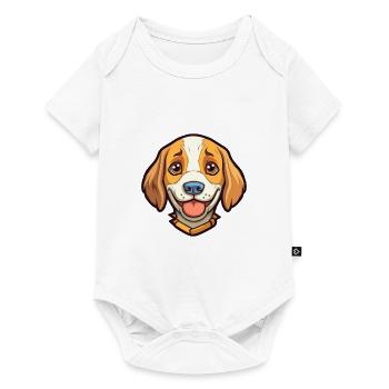 Billy chien race dessin animé Kawaii Illustration - Body à manches courtes Premium Bébé - blanc - Devant