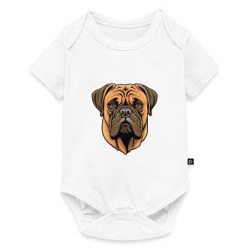 Bullmastiff chien race dessin animé Kawaii Illustration - Body à manches courtes Premium Bébé - blanc - Devant