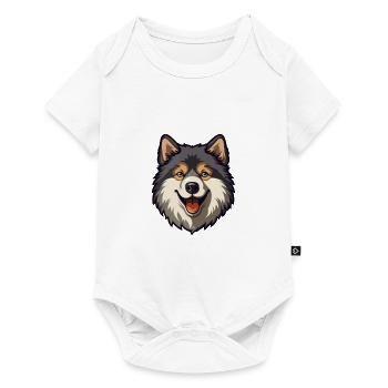 Finnish Lapphund Dog Breed Cartoon Kawaii Illustra - Baby Premium short-sleeve bodysuit - white - Front