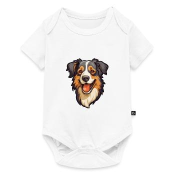 English Shepherd Dog Breed Cartoon Kawaii Illustra - Baby Premium short-sleeve bodysuit - white - Front