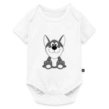 HUSKY - SCHLITTENHUND - HUND - TIER - TIERE - Baby Premium Kurzarmbody - Weiß - Vorne