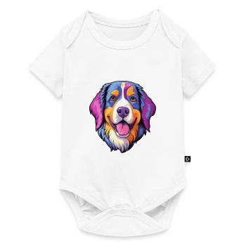 Bernese Mountain Dog Breed Cartoon Kawaii Illustra - Baby Premium short-sleeve bodysuit - white - Front