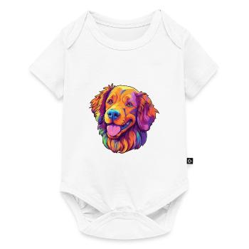 Hovawart chien race dessin animé Kawaii Illustration - Body à manches courtes Premium Bébé - blanc - Devant