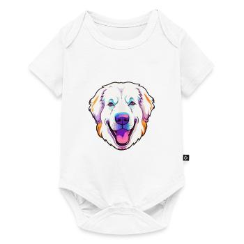 Kuvasz chien race dessin animé kawaii illustration - Body à manches courtes Premium Bébé - blanc - Devant