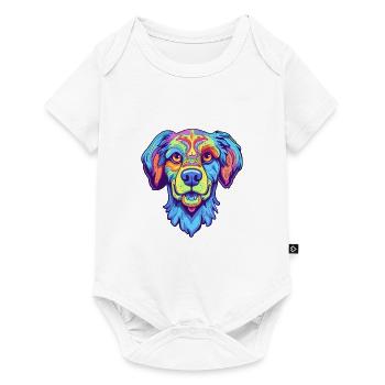 Kintamani chien race dessin animé kawaii illustration - Body à manches courtes Premium Bébé - blanc - Devant