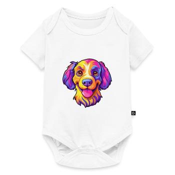Koolie chien race dessin animé Kawaii Illustration - Body à manches courtes Premium Bébé - blanc - Devant