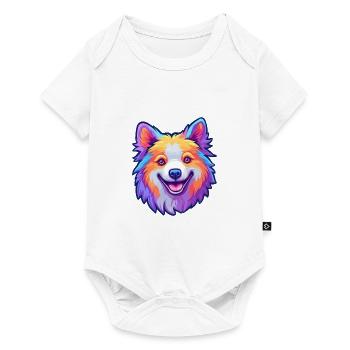 Nordique Spitz chien race Cartoon Kawaii Illustration - Body à manches courtes Premium Bébé - blanc - Devant