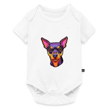 Miniatur Pinscher Hunderasse Cartoon Kawaii Illust - Baby Premium Kurzarmbody - Weiß - Vorne
