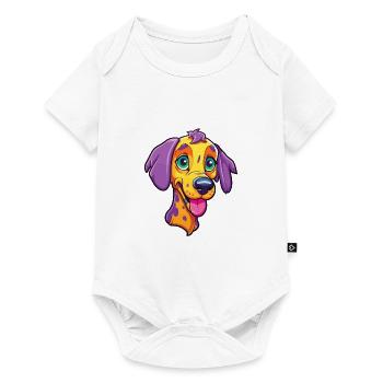 Leopard Cur Hund Rasse Cartoon Kawaii Illustration - Baby Premium Kurzarmbody - Weiß - Vorne