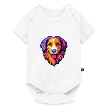 English Shepherd Dog Breed Cartoon Kawaii Illustra - Baby Premium short-sleeve bodysuit - white - Front