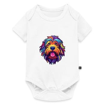 Bergamasco chien race dessin animé kawaii illustration - Body à manches courtes Premium Bébé - blanc - Devant