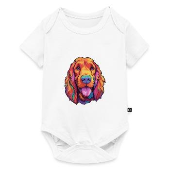 Setter irlandais chien race dessin animé Kawaii Illustration - Body à manches courtes Premium Bébé - blanc - Devant