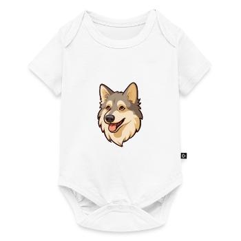 Norwegian Buhund Dog Breed Cartoon Kawaii Illustra - Baby Premium short-sleeve bodysuit - white - Front