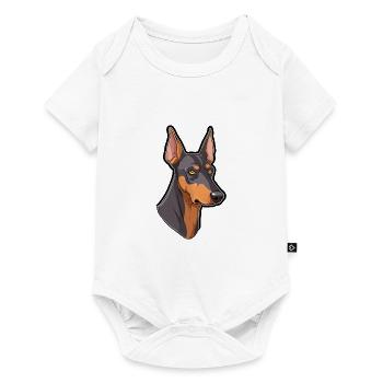Doberman Pinscher chien race Cartoon Kawaii Illustr - Body à manches courtes Premium Bébé - blanc - Devant