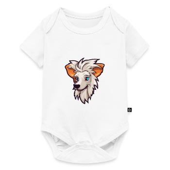 Chien chinois à crête race Cartoon Kawaii Illustrat - Body à manches courtes Premium Bébé - blanc - Devant