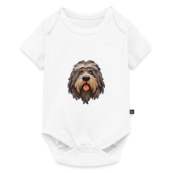 Bergamasco chien race dessin animé kawaii illustration - Body à manches courtes Premium Bébé - blanc - Devant