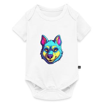 Chien d’élan suédois race Cartoon Kawaii Illustra - Body à manches courtes Premium Bébé - blanc - Devant