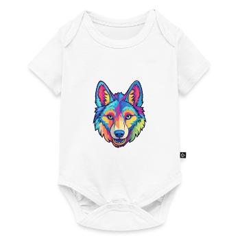 Tamaskan chien race Cartoon Kawaii Illustration - Body à manches courtes Premium Bébé - blanc - Devant