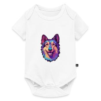 Bucovine chien de berger race dessin animé kawaii illustr - Body à manches courtes Premium Bébé - blanc - Devant