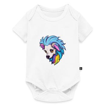 Chien chinois à crête race Cartoon Kawaii Illustrat - Body à manches courtes Premium Bébé - blanc - Devant