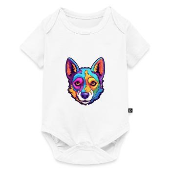 Canaan chien race dessin animé Kawaii Illustration - Body à manches courtes Premium Bébé - blanc - Devant