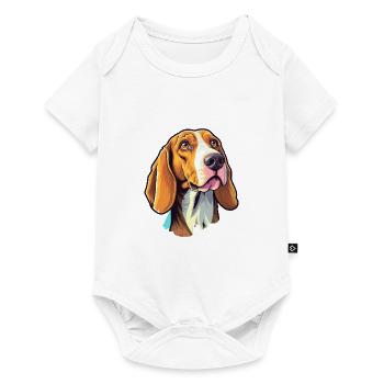 American Foxhound chien race Cartoon Kawaii Illustr - Body à manches courtes Premium Bébé - blanc - Devant