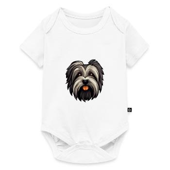 Skye Terrier chien race dessin animé Kawaii Illustration - Body à manches courtes Premium Bébé - blanc - Devant