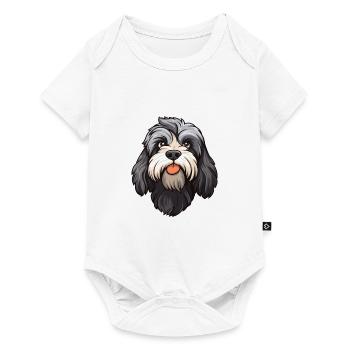 Schapendoes race de chien dessin animé Kawaii Illustration - Body à manches courtes Premium Bébé - blanc - Devant