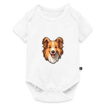 Sheltie chien race dessin animé Kawaii Illustration - Body à manches courtes Premium Bébé - blanc - Devant